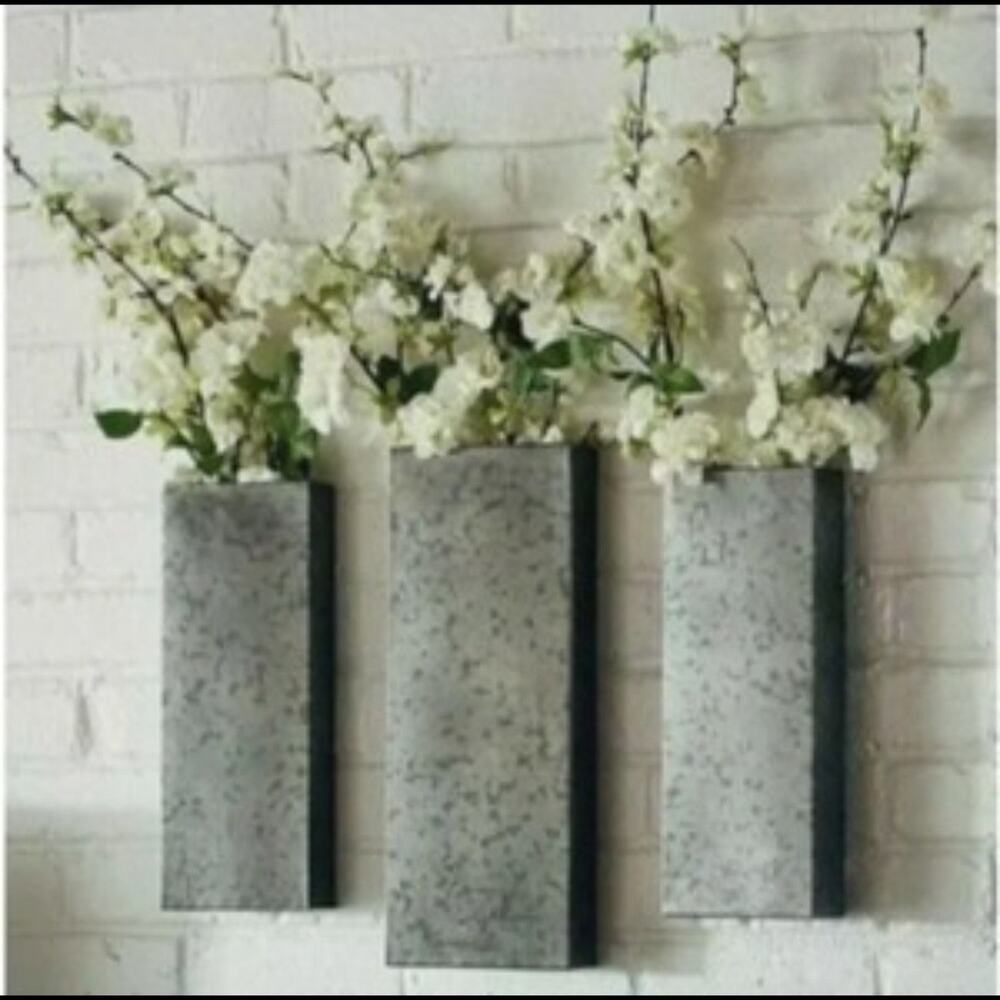 Wall Decor Vases Magnolia Home Joanna Gaines Galvanized Metal Sconce Set x3 NEW
